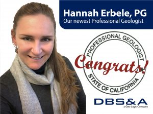 Hannah Erbele Passes California Professional Geologist Exam